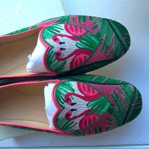 Charlotte Olympia brand new in box flamingo flat
